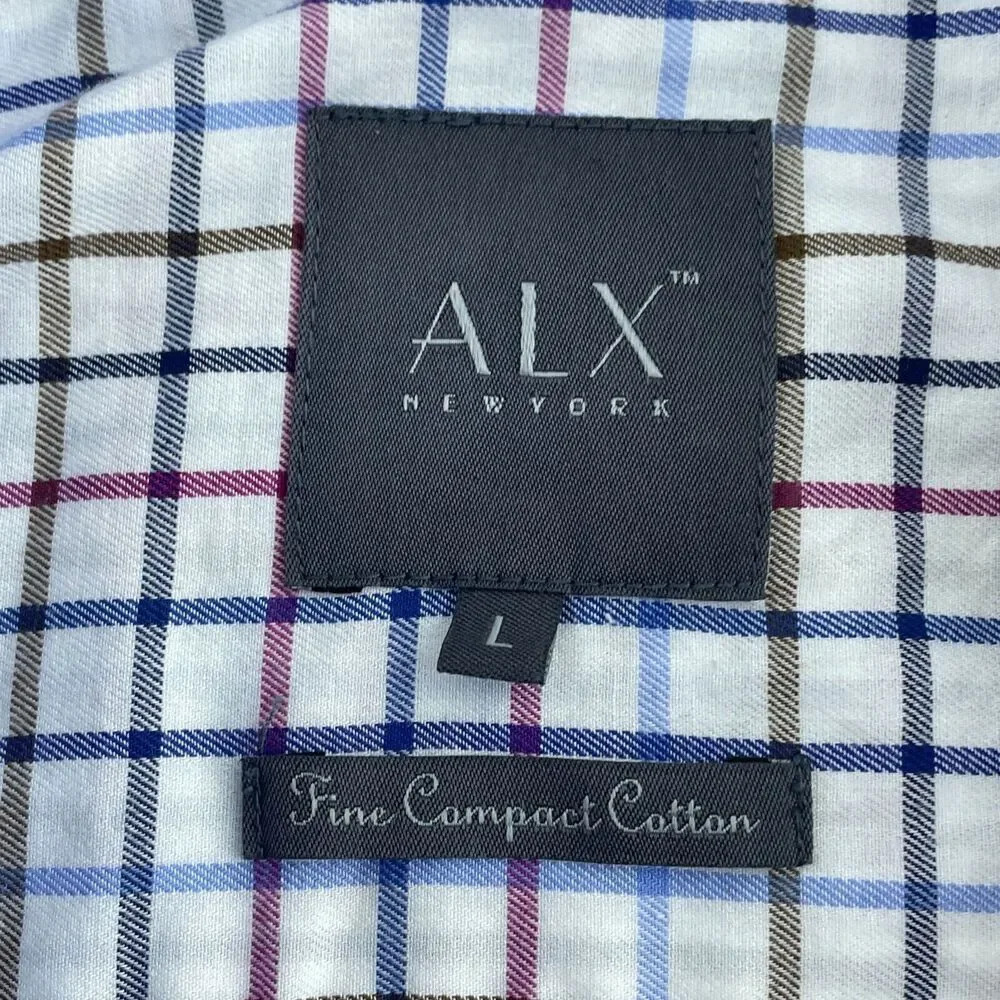 ALX New York Mens Long Sleeve Checkered Button-Down Shirt L 0764 - Picture 3 of 8